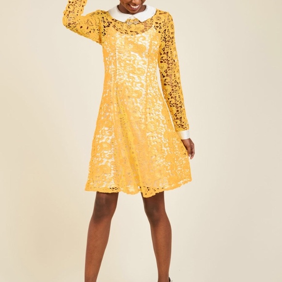 Mod Cloth yellow lace dress - Picture 5 of 5